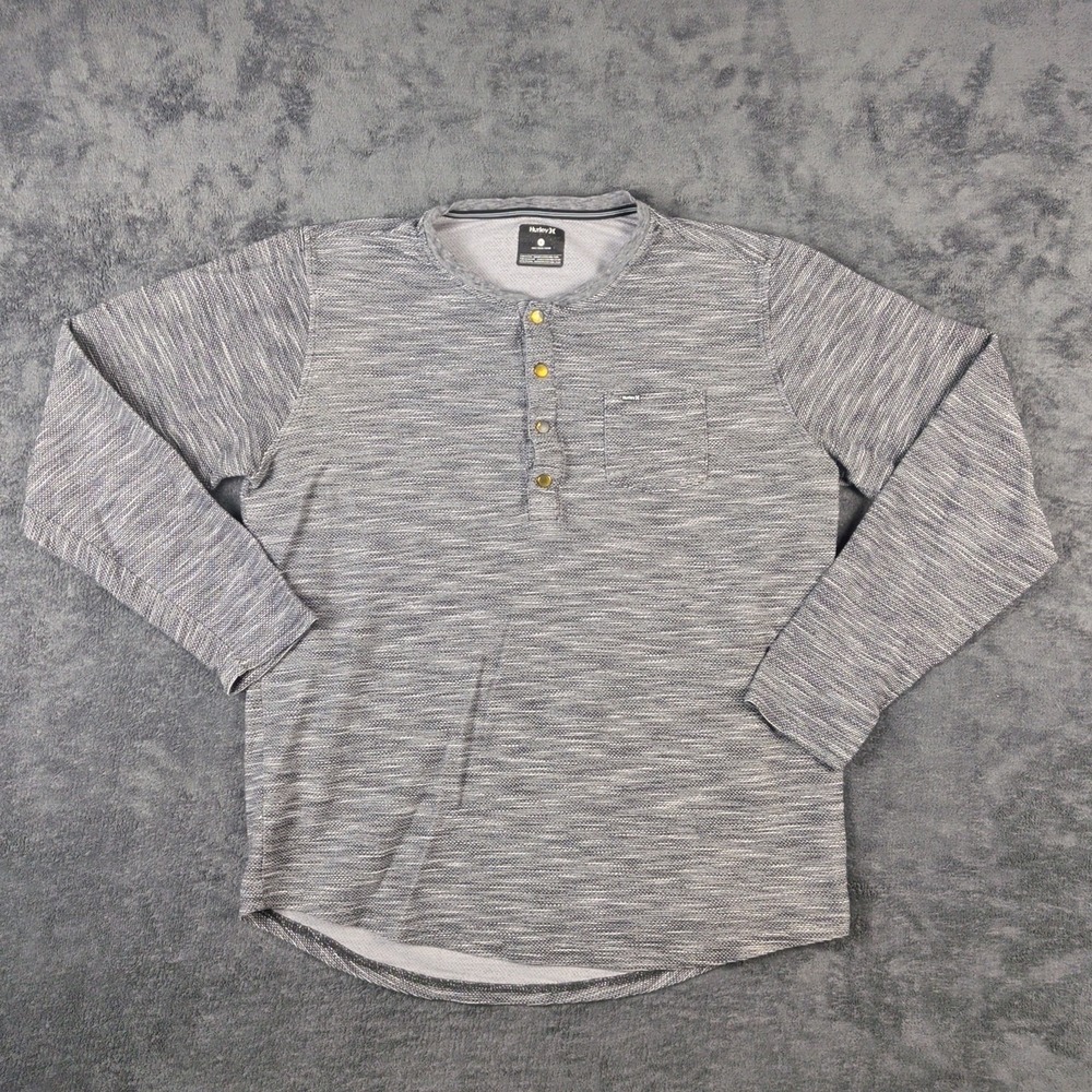 Men's Hurley Long Sleeve 1/4 Button Shirt Grey Large